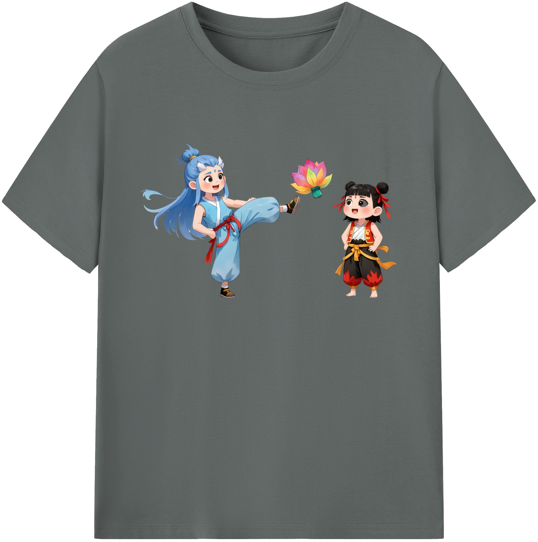 （画像用） Ne Zha 2 ナタ 魔童の大暴れ 綿100％ メンズ半袖Tシャツ｜肌触りやわらか＆通気性